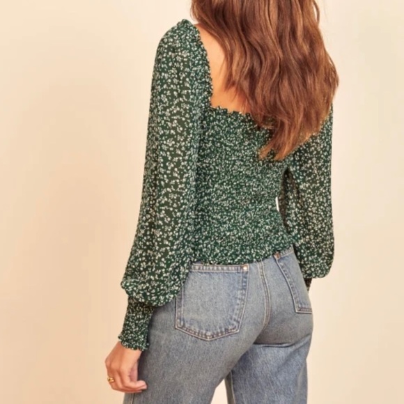 Reformation Green Floral Blouse - Picture 3 of 3